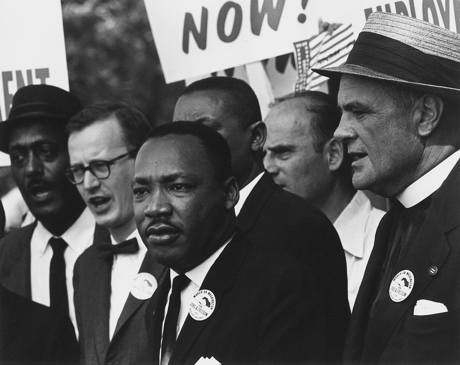 Martin Luther King Jr. during the 1963 March on Washington for Jobs and Freedom, during which he delivered his historic "I Have a Dream" speech, calling for an end to racism.