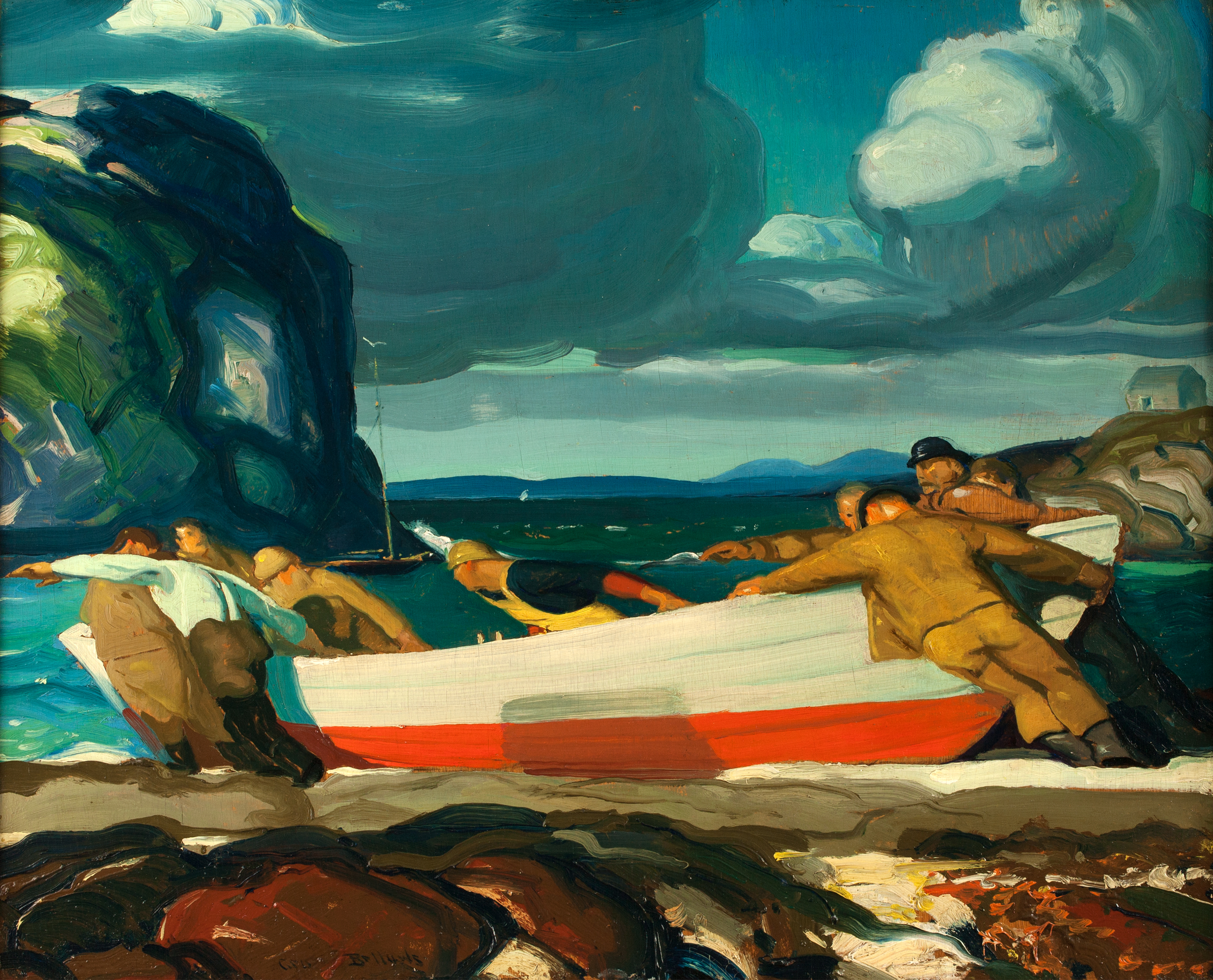 George Wesley Bellows, “The Big Dory,” ca. 1913, Oil on wood panel, 71/6 x 8 11/16 in., Harriet Russell Stanley Fund