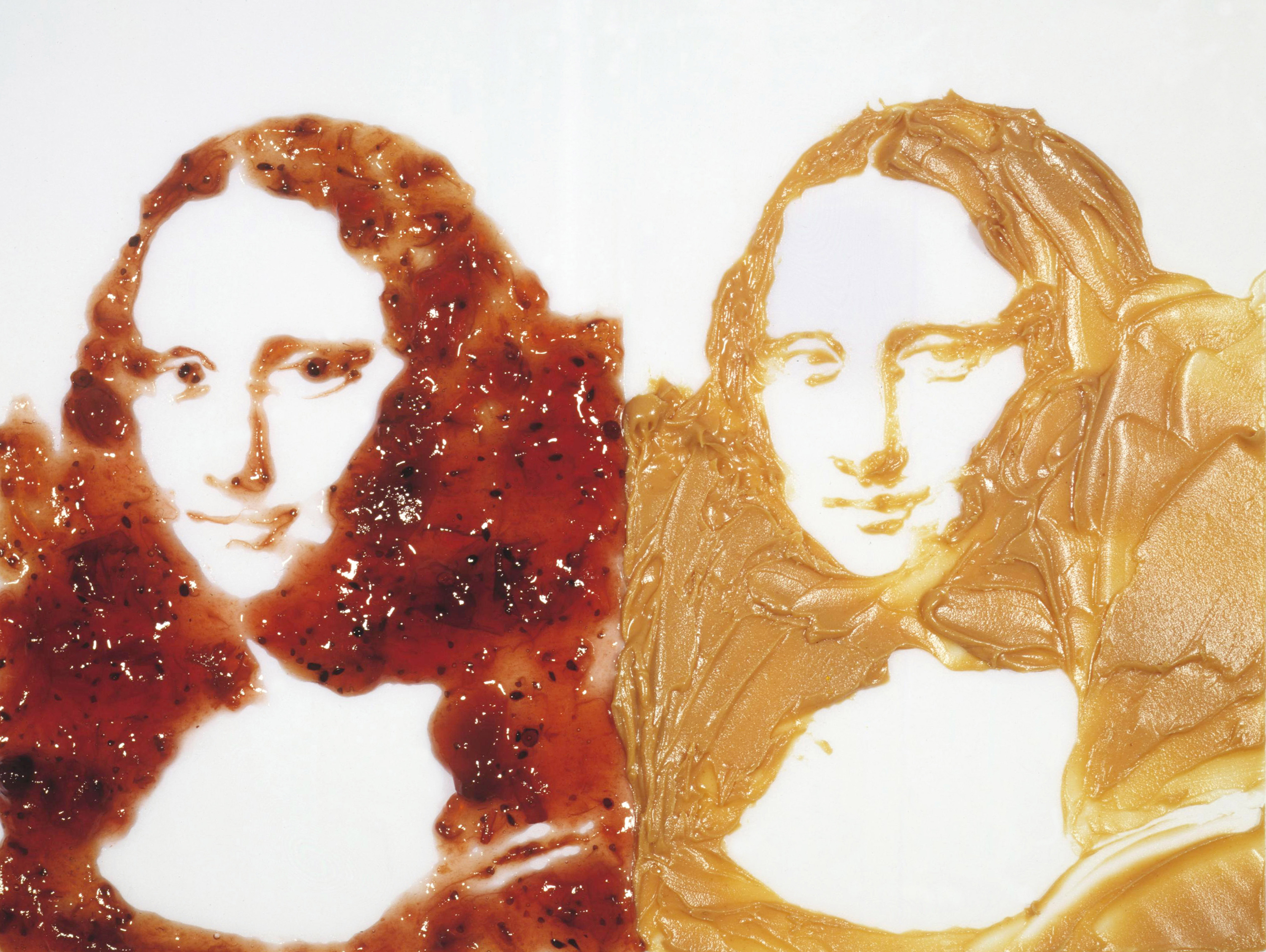 Vik Muniz, "Double Mona Lisa (Peanut butter and Jelly), After Warhol," 1999, Digital C Print, Frame size:  49.6 x 61.4 x 1.9"