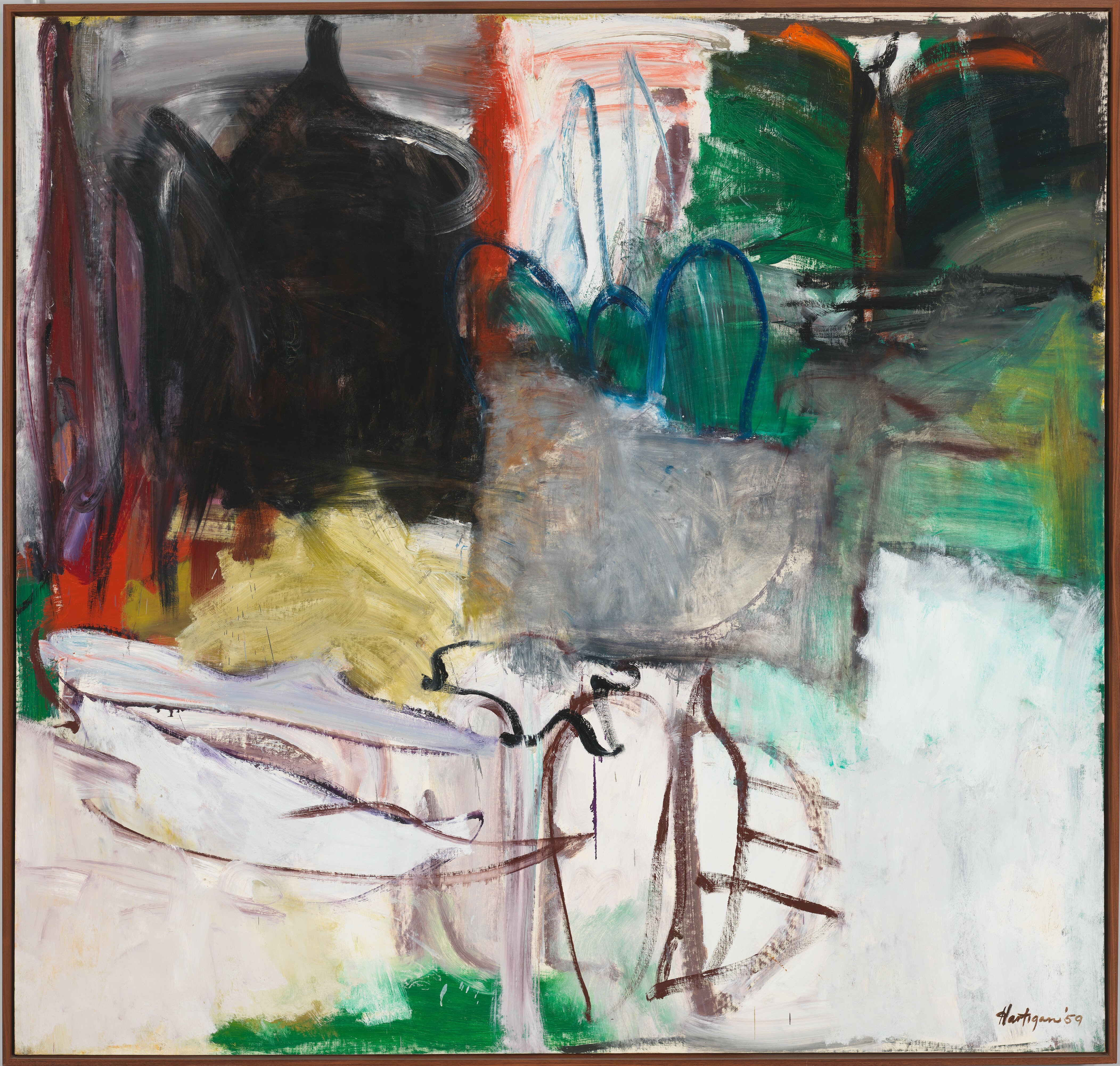 Grace Hartigan, "Sweden," 1959, Oil on linen, 83 7/8 × 87 7/8 in. (213 × 223.2 cm). Whitney Museum of American Art, New York; gift of Mr. and Mrs. Guy A. Weill 64.66. © Rex R. Stevens