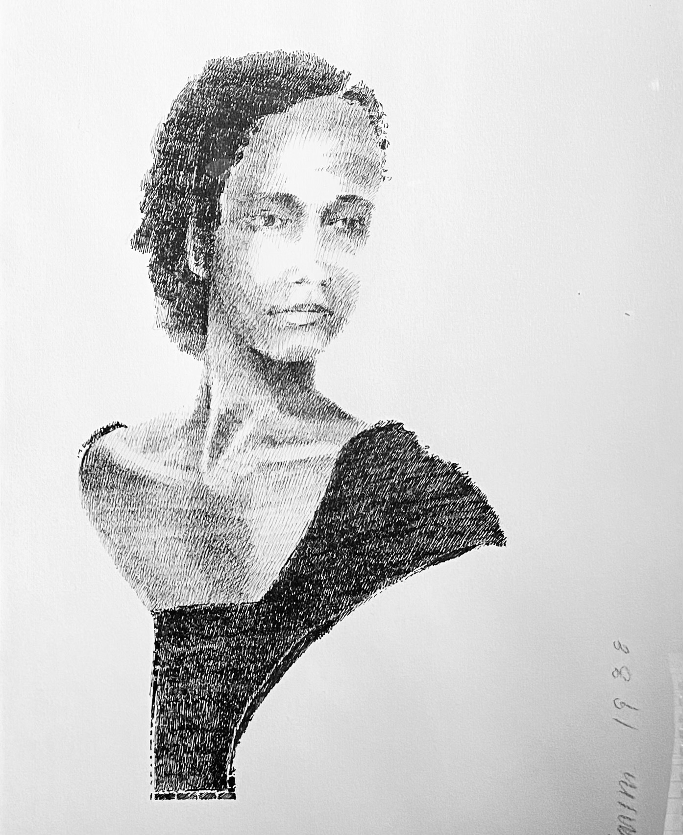 Kenneth Larson, "Mrs. Agnes Gay Timmons," 1988, Pen and ink on paper, L.2023.17.1T