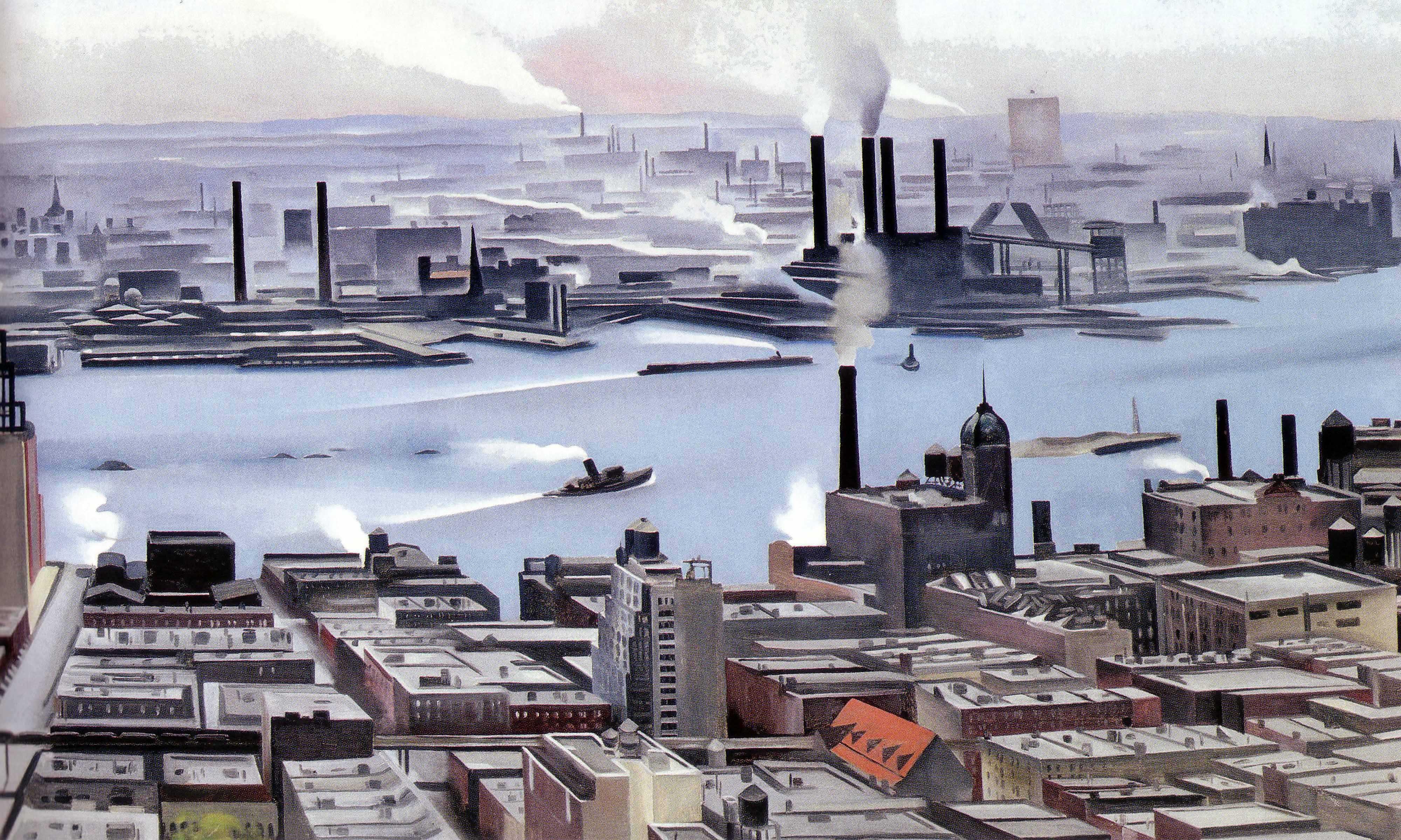 Georgia O’Keeffe, "East River from the 30th Story of Shelton Hotel," 1928, Oil on canvas, 30 x 48 1/8 in. (33 3/4 x 51 7/8 x 2 in. framed), Stephen B. Lawrence Fund, 1958.09