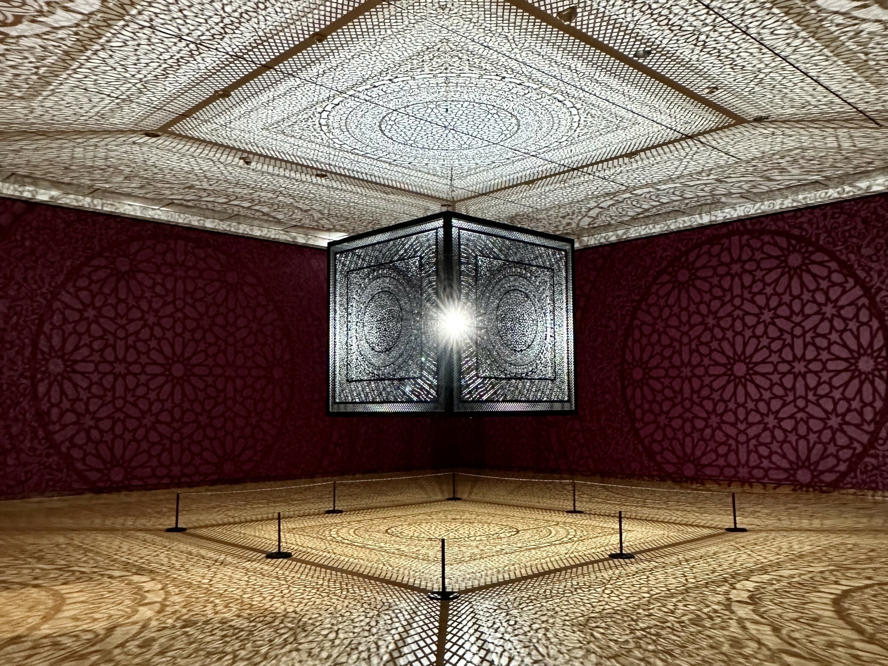 Anila Quayyum Agha, "Intersections," 2013, Lacquered steel and halogen bulb, 78" x 78" x 78"