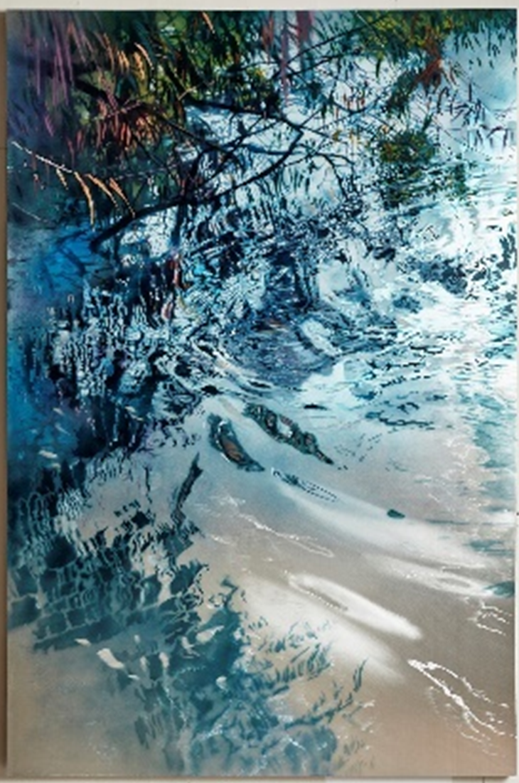 David Kessler, "Surface Calligraphy," 2005, acrylic on abraded aluminum